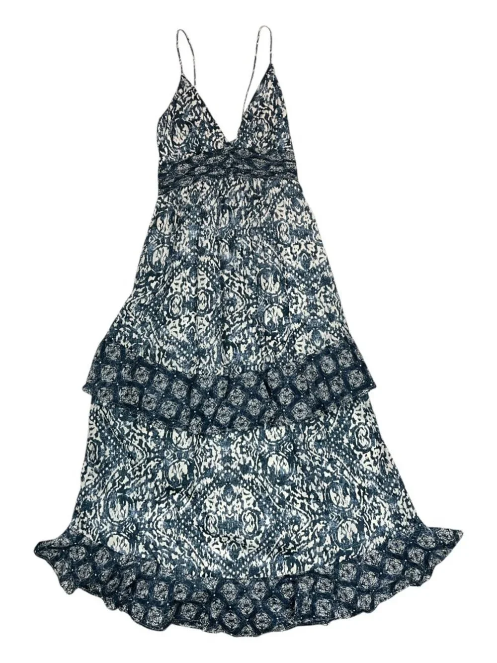 Abercrombie & Fitch Tiered Maxi Dress S Blue Ruffle Sleeveless Summer